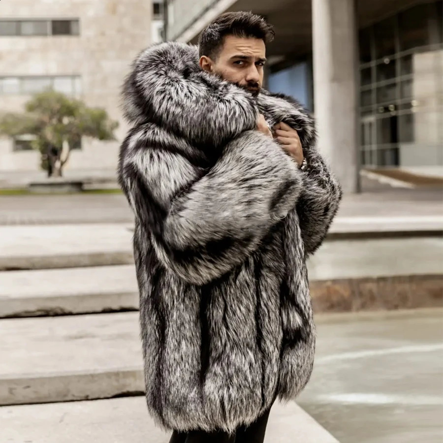 Mens Fur Coats Real Fox Fur Coats Long Winter Jacket For Man Clothes Fashion Arrival 240823