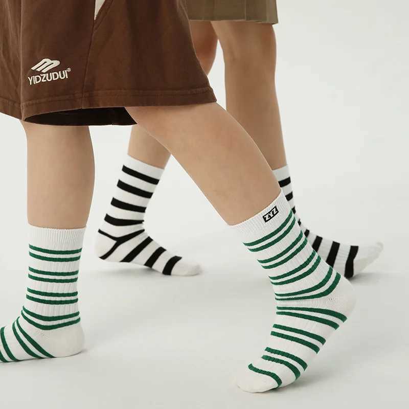Childrens calf length socks spring and autumn cotton socks boys and girls sports socks childrens comfortable classic striped school socks X2503221