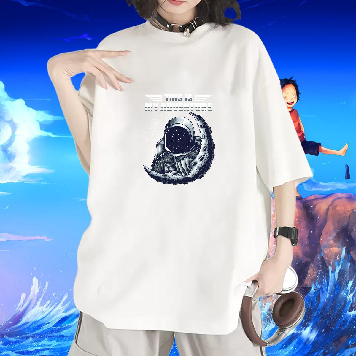 Designer Woman Tshirt 230g Pure Cotton universe Beach T Shirt For Woman Short sleeve Soft Floral Print Tops