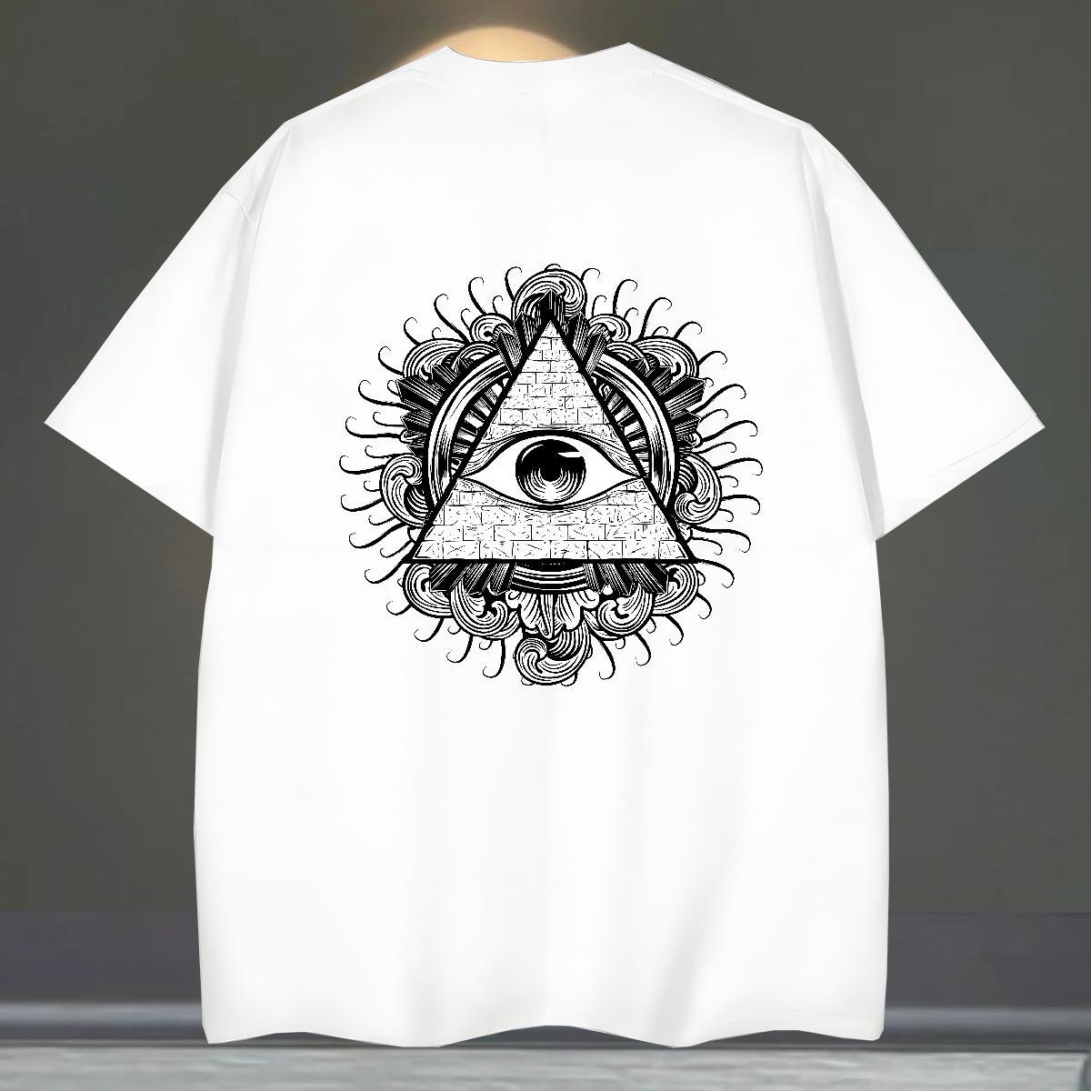 Comfortable T-Shirts for Men 230g 100% Cotton eye of the devil Hip Hop Street Black Oversized O-Neck Short Sleeve Mens Tshirts New Clothes
