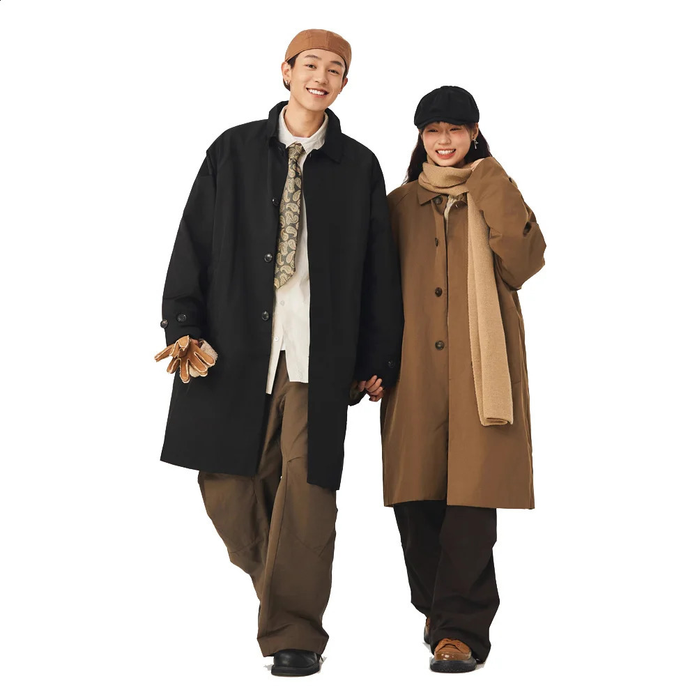 Men Japan Korean Streetwear Fashion Loose Casual Vintage Long Trench Coat Male Women Oversize Windbreak Jacket Outerwear 240822