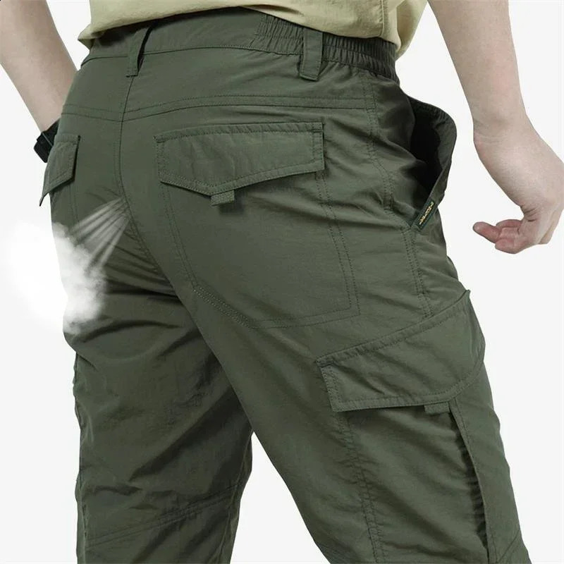 Thin mens dry military waterproof casual Trouser tactical work spring and summer jogging fast cargo breathable 240823
