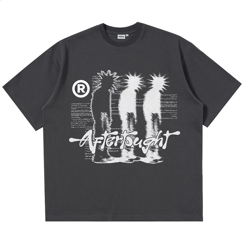 Mens Tshirt cotton oversized graphic print shadow Y2k streetwear top short sleeved hiphop Harajuku retro aesthetic clothing 240822