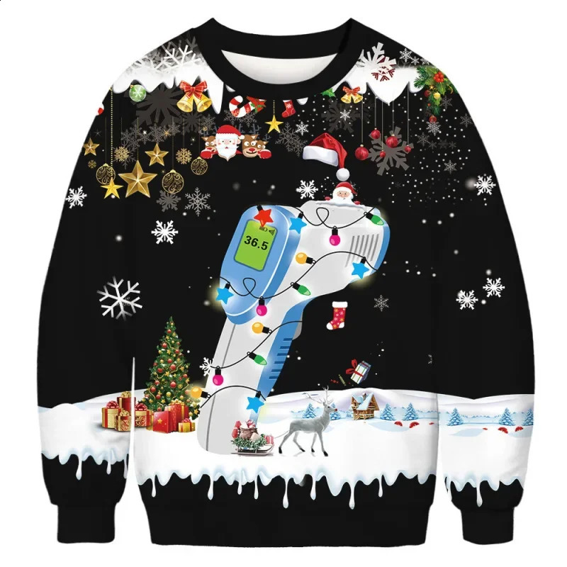 3D Digital Printing Abdominal Muscle Mens Christmas Unisex Bottom Sweater Casual Loose Large Fashion Versatile Pullover 240823