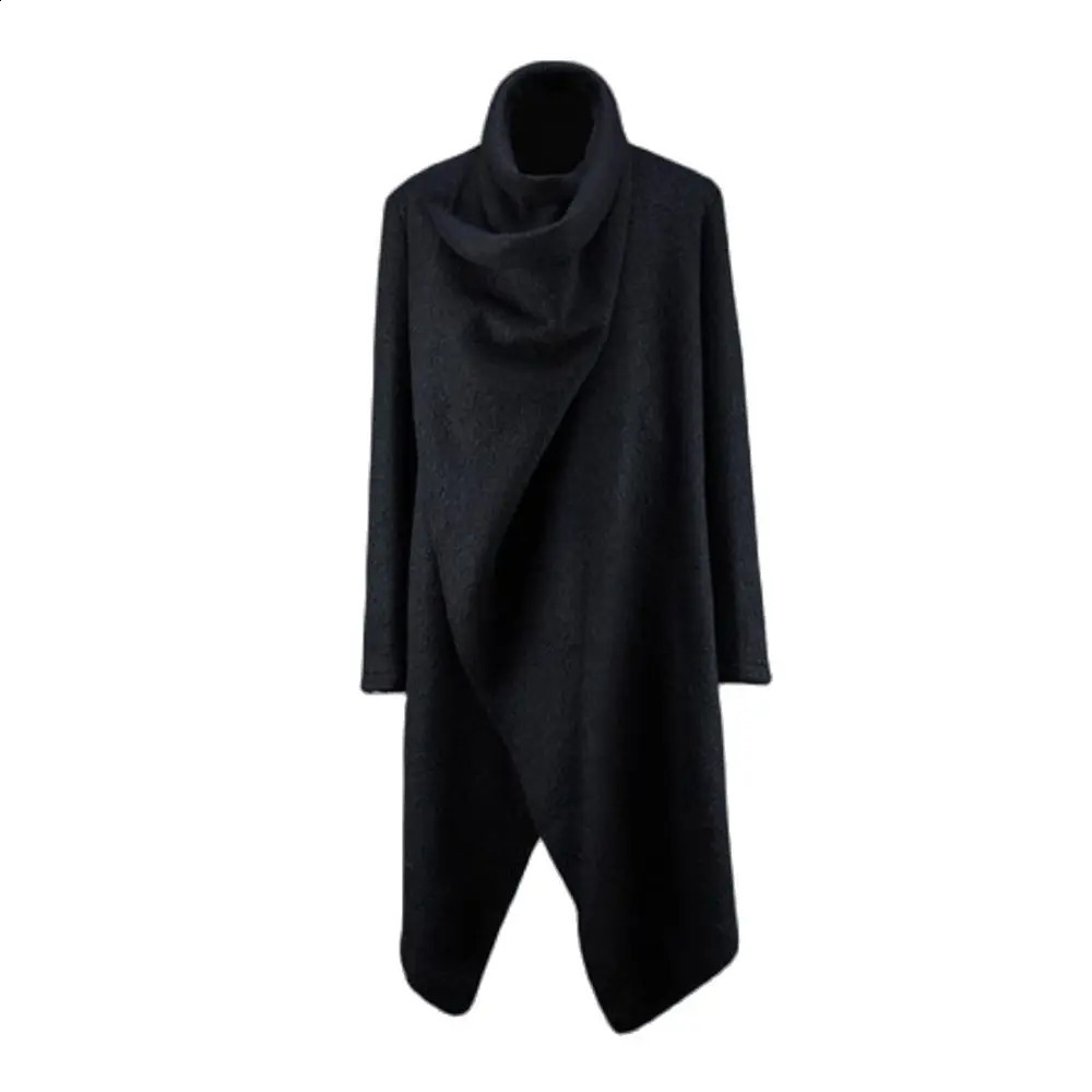 Irregular Fashion Long Wool Coat Punk Hip Hop Cloak Man Vintage Gothic Style Long Jacket Abrigo Hombre 5xl 240822