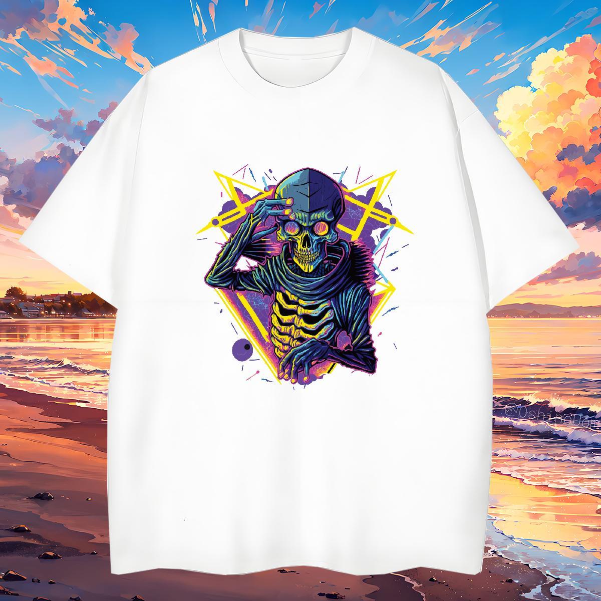 Brand T-Shirts for Men 230g 100% Cotton skull Street wear Hip Hop White Plus Size Breathable Men Tees Fashion Designer Tops