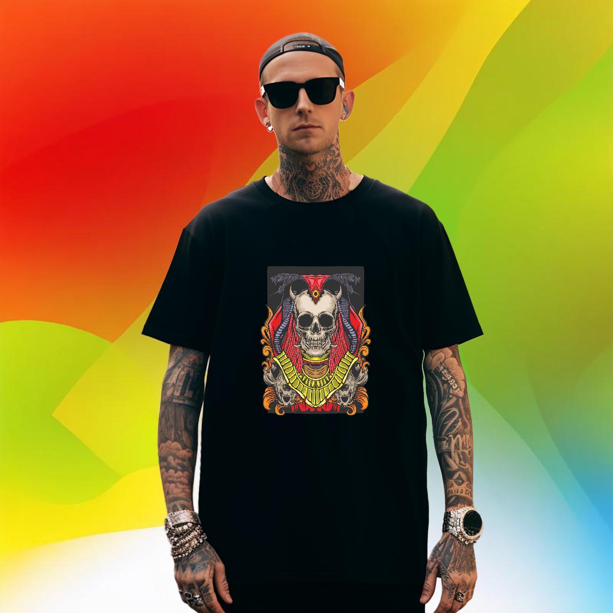 Popular Mens T Shirts 230g Cotton skull Home Outdoor Plus Size Custom Breathable Short Sleeve Men Clothes T-Shirt Designer Tees Shirts