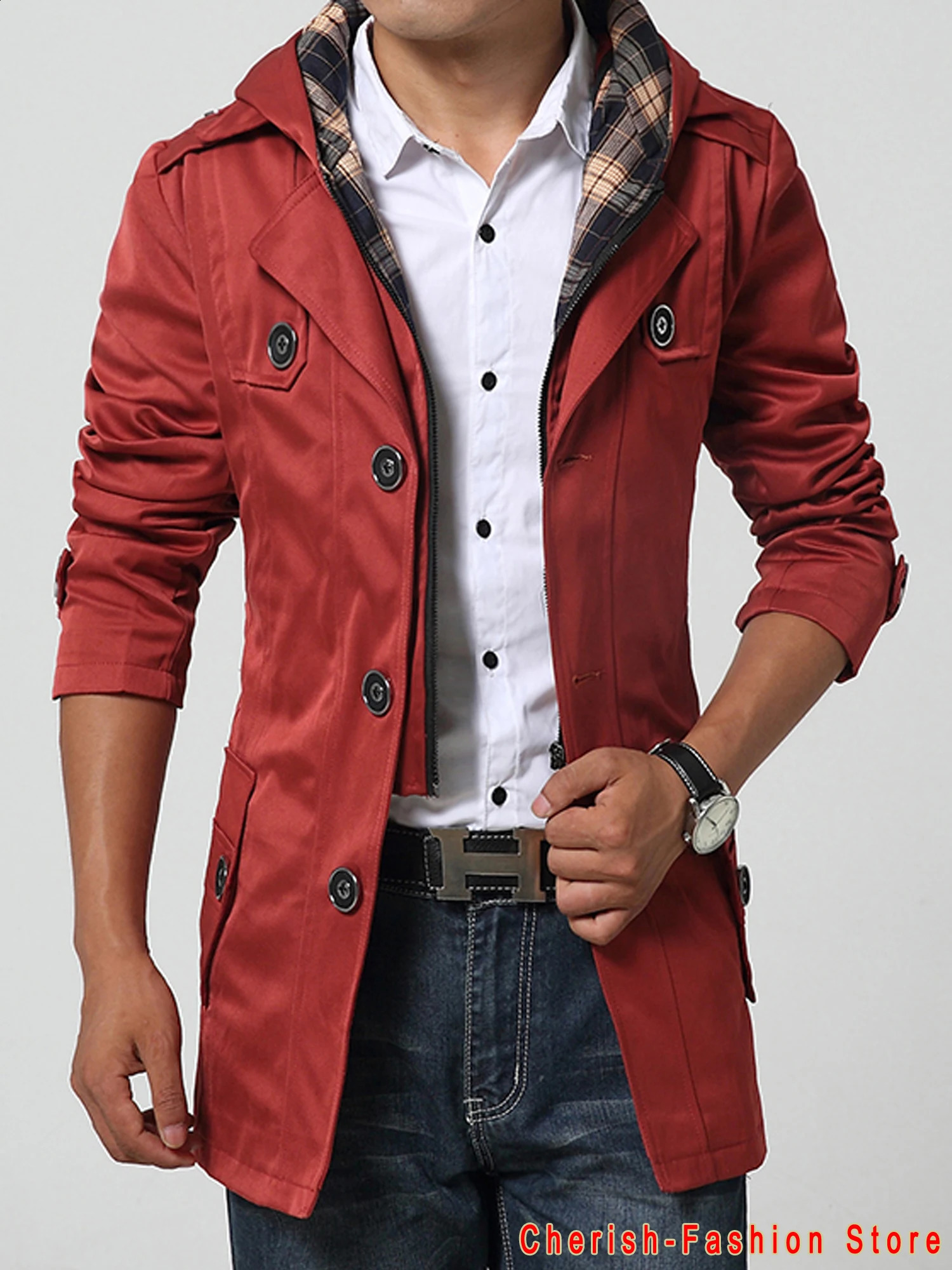 Mens Windbreaker Jacket Vintage Black Khaki Spring Autumn Business Trench Male Double Breasted Retro Classic Long Coat Thick 240822
