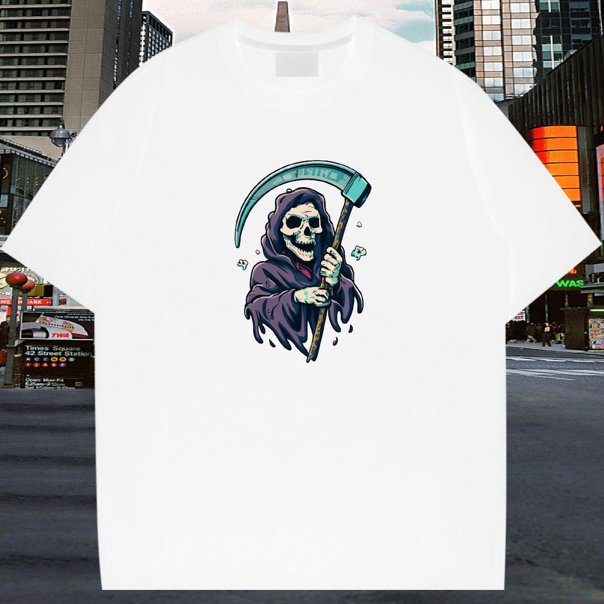 Classic T-Shirts 230g Cotton skull Sport Cartoon Print Crew Neck Breathable Mens Tshirts 2024 Designer Top Tees
