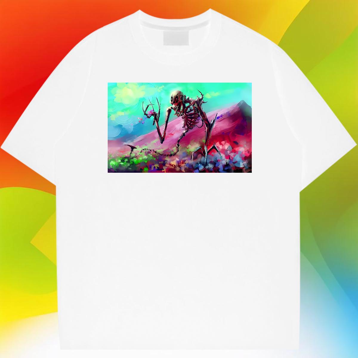 TOP Quality T Shirts Men 100% Cotton 230g mountain Daily Wear Cartoon Printing L-4XL Breathable Short Sleeve Men Tops Tees Fashion Designer Tshirts