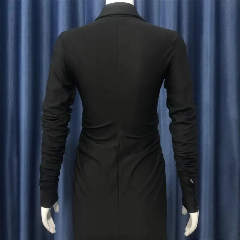 Womens Single Breasted Slim Sexy Dress Monochromatic Lapel Long Sleeved Office Lady Mini Bodycon Dresses Spring Autumn 240823