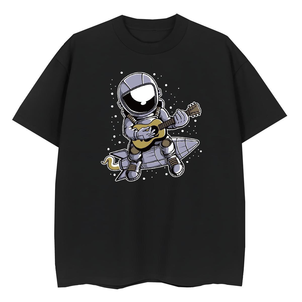 Female Couples T Shirts 230g Pure Cotton cosmonaut Summer Casual T Shirt For Woman Round Neck Short Sleeve Customized Print Tops Shirt
