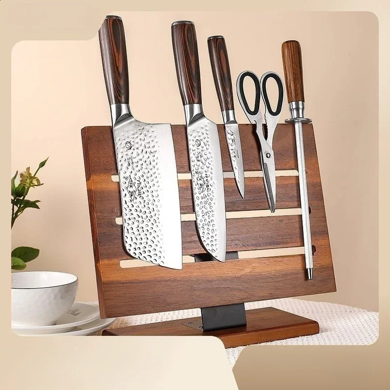 Wooden magnetic knife holder magnetic multifunctional knife holder kitchen shelf magnetic detachable 240822