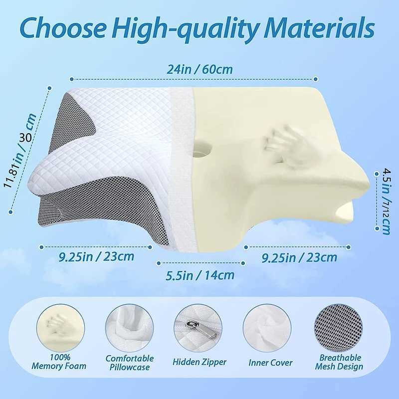 1pc Memory Foam Cervical 2 in 1 Ergonomic Contour Orthopedic Pillow for Neck Pain Contoured Support PillowsNeck PillowXJ240822 dh3628137