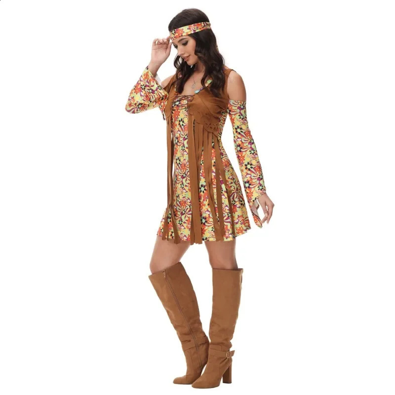 selling Halloween retro 70s hiphop fur clothing womens tassel COS performance 240823