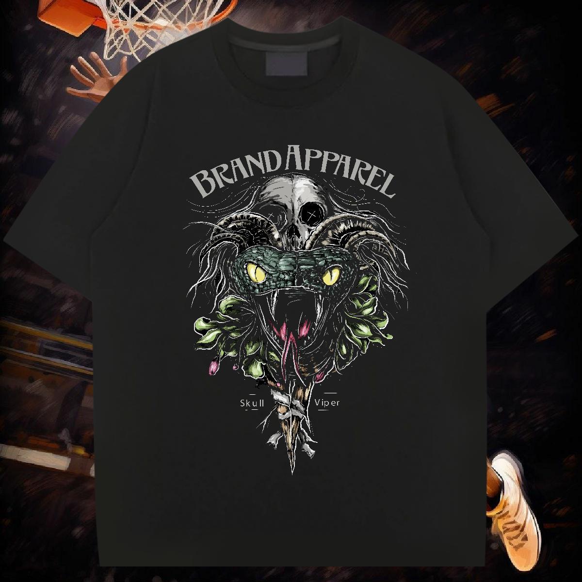 Loose T shirt 230g 100% Cotton skull Outdoor White Plus Size Pure Cotton Tshirt for Man Woman Fashion Design Tops Shirt