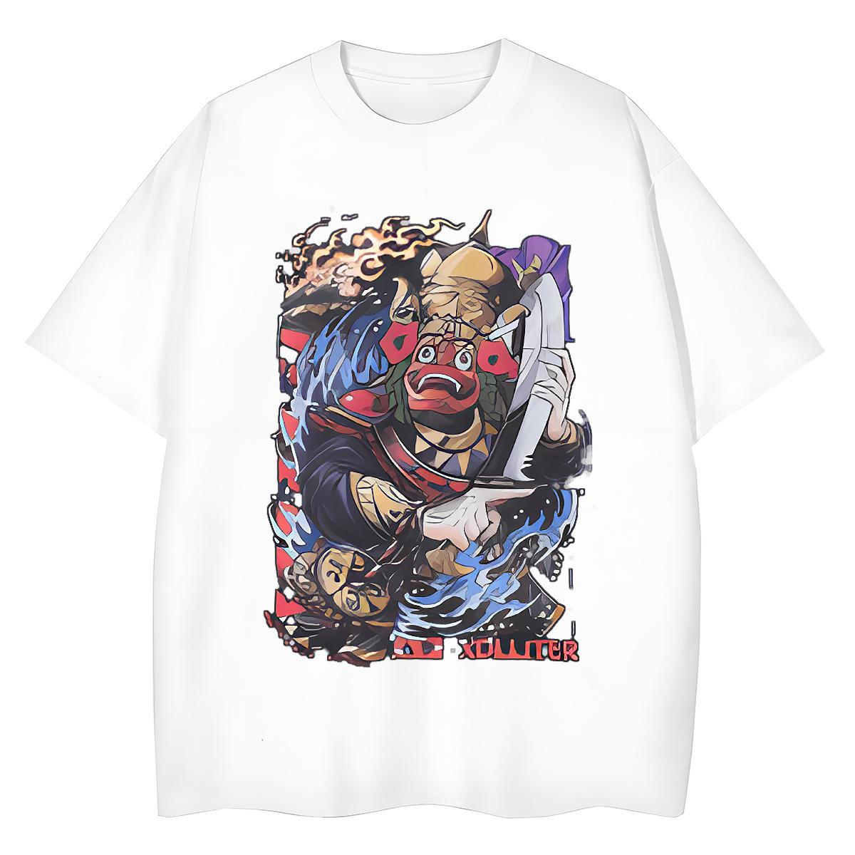 Unisex Couples T Shirts 100% Cotton 230g Animated characters High Street Hip Hop T Shirts Women Breathable Crew Neck Black White Tops
