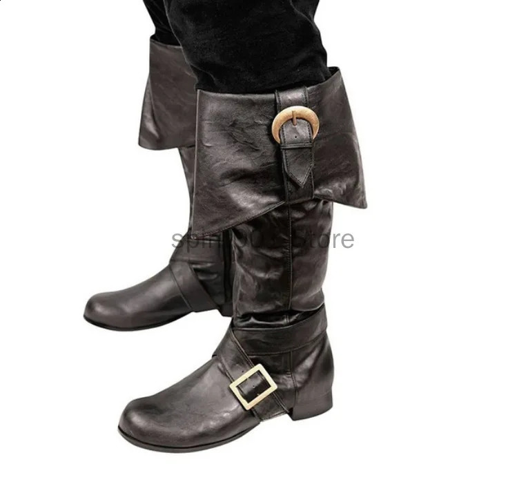 Adult medieval pirate soldier role-playing knight boots Halloween fashion buckle shoes retro party high heels 240823