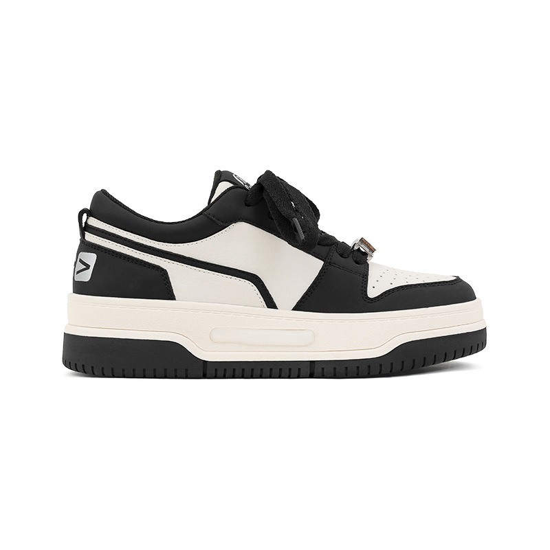 Ddmysports Premium Version Genuine Leather Thick Soled For Women Spring New Black And White Sports Shoes Panda Board OUTDOOR