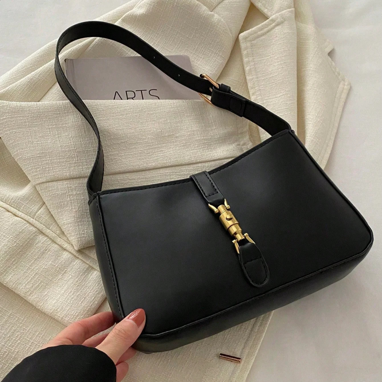 Womens Stylish Handbag Mini Crescent Handbag Inclined shoulder bag Solid color Fashion Travel Vacation Bag 240823