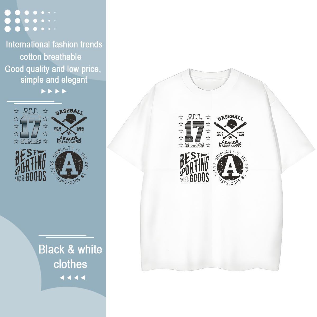 Loose fit Couples T Shirts 230g 100% Cotton letter Beach Womens T Shirts Short Sleeve O-Neck DIY Anime Printed Clothings