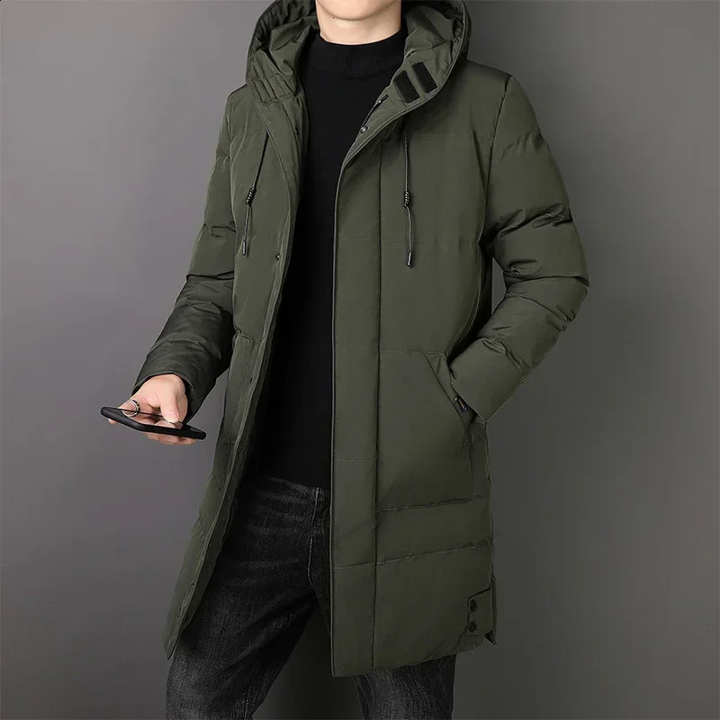 Mens long and thick coat Parkas winter windproof hooded casual fashionable jacket mens clothing of high quality 240822