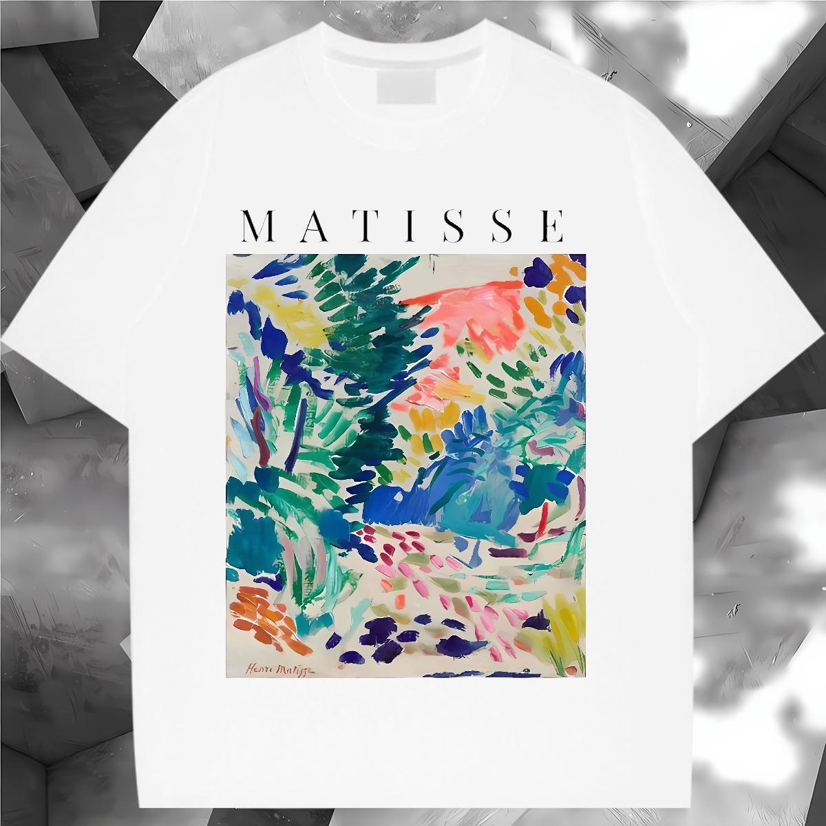 5A Couples T Shirts 230g 100% Cotton painting Daily Outfit T shirt Round Neck Short Sleeve Black White Polos