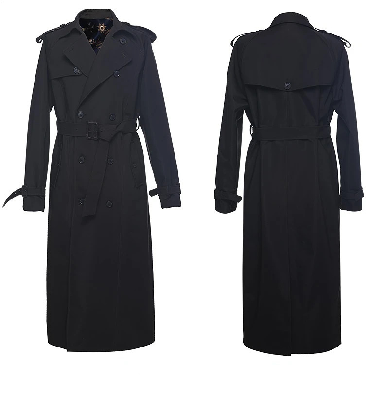 Autumn Winter Men Trench Coat Black Smart Casual British Style Double Breasted Outwear Business Office Men Jackets Cape Men 240822
