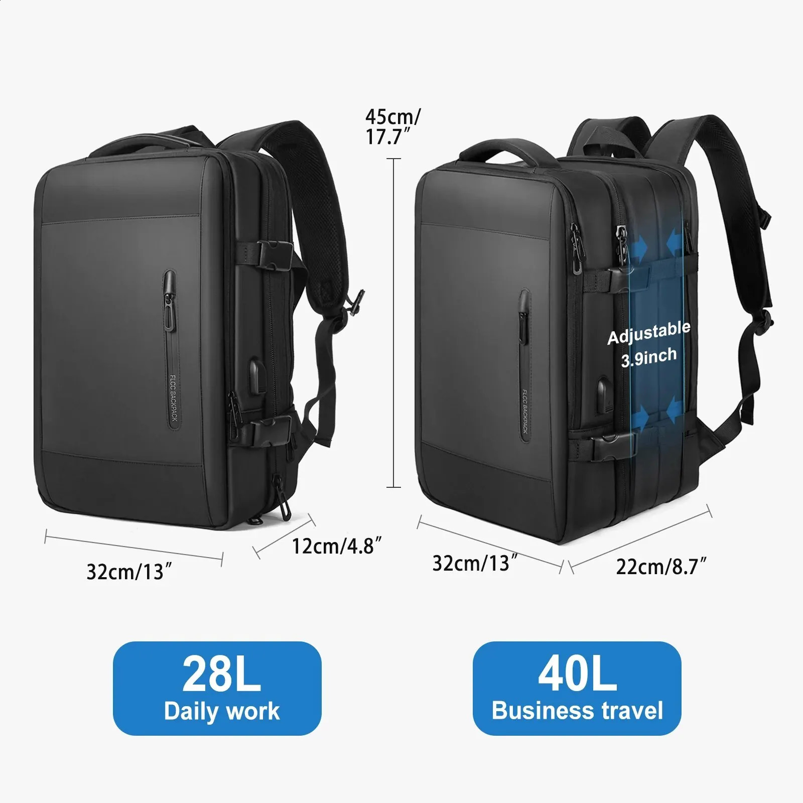 Likros Mens Backpack Business Travel Backpack Portable Waterproof Expandable Backpack Large Capacity Weekend Traveler Laptop Bag 241019CJ