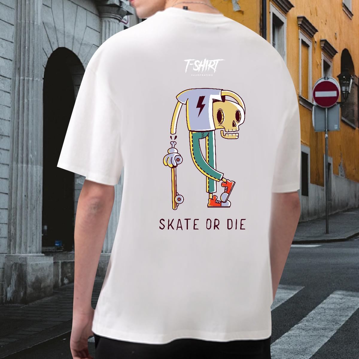 Loose Men T Shirts 100% Cotton 230g skull Street Custom Printed Breathable Short Sleeve Tshirts DIY Tee Shirt