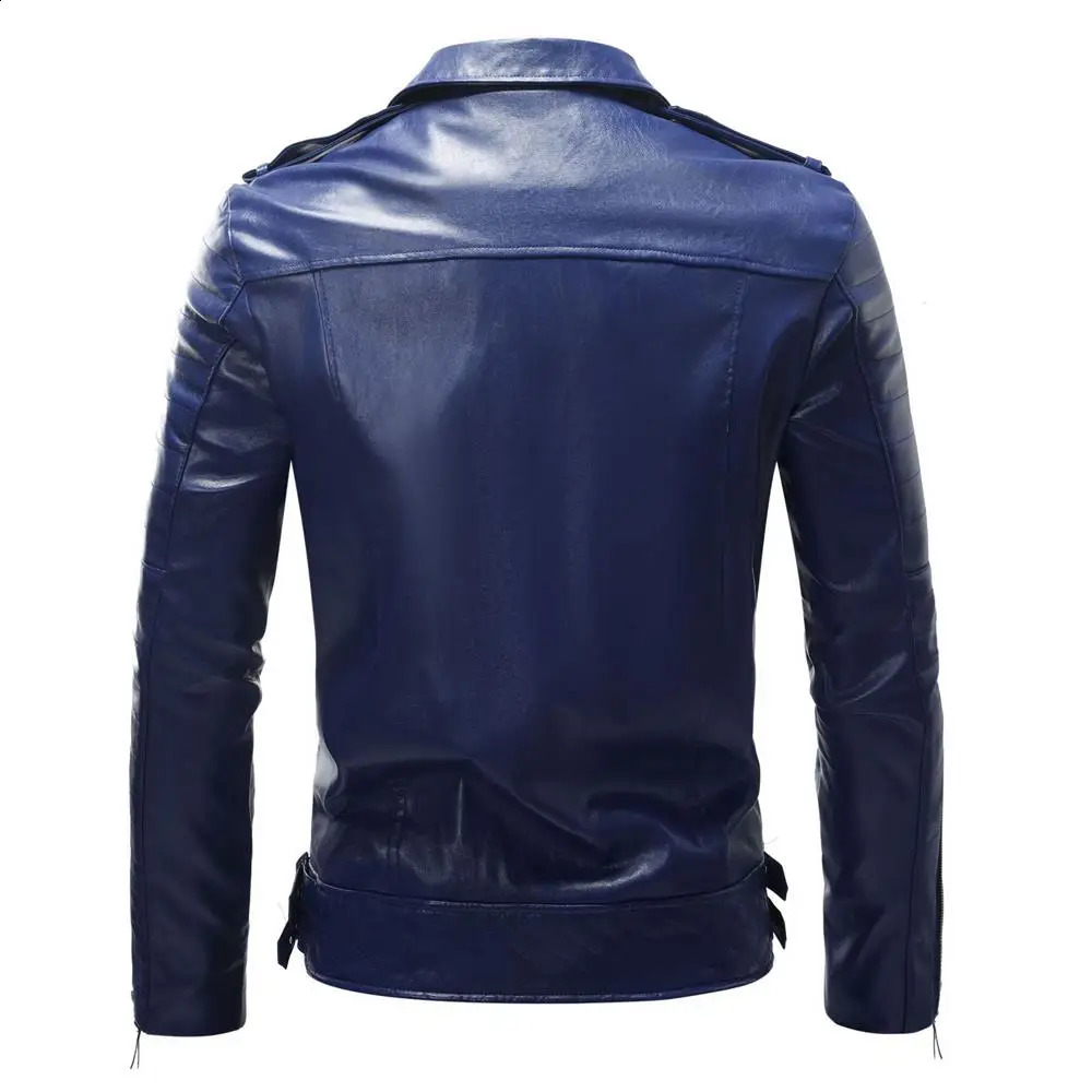 Black Mens Windproof Biker Leather Jacket Red Brown Blue PU Coat Fashion Casual Overcoat male Tops Outerwear S-4XL 5XL 240822