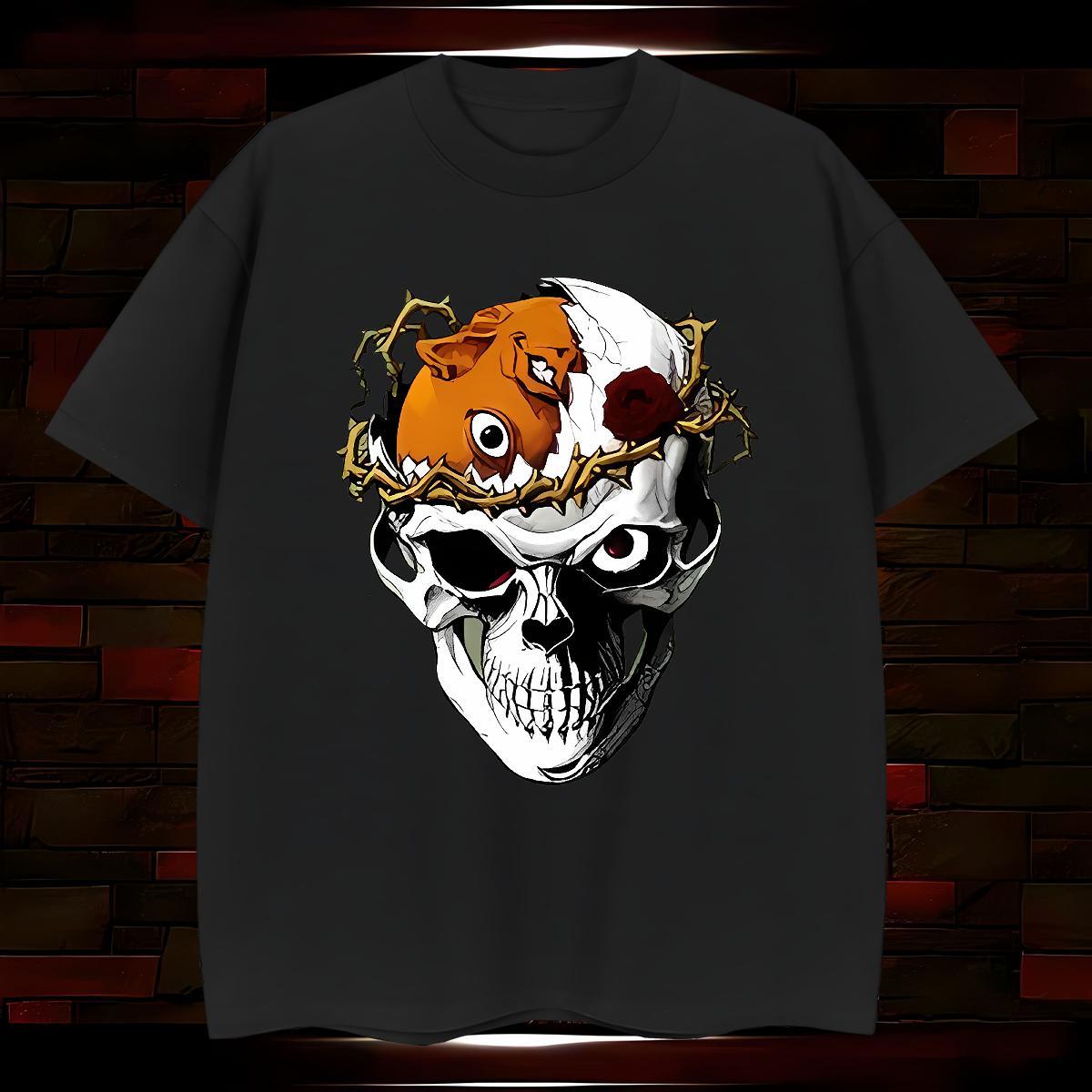 Cool Design T Shirt For Man 230g 100% Cotton skull Daily Outfit DIY Anime Short Sleeve O-Neck Couples T Shirts Fashion Design Tees Shirts