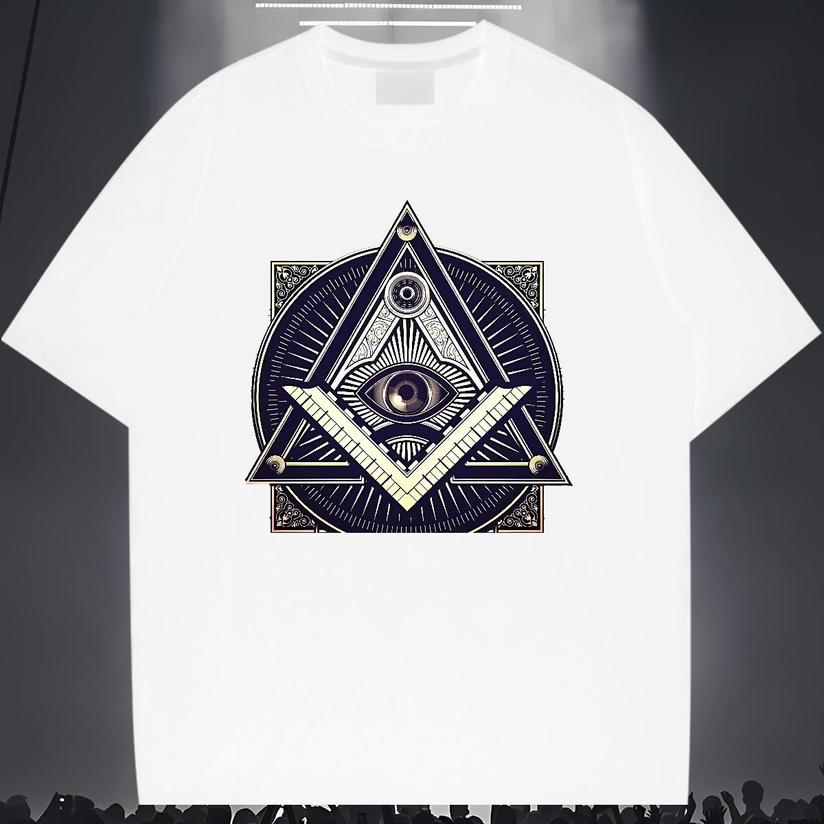 TOP Quality T shirt 230g 100% Cotton eye of the devil Casual Black White Breathable Short Sleeve Men Tees Designer Clothes
