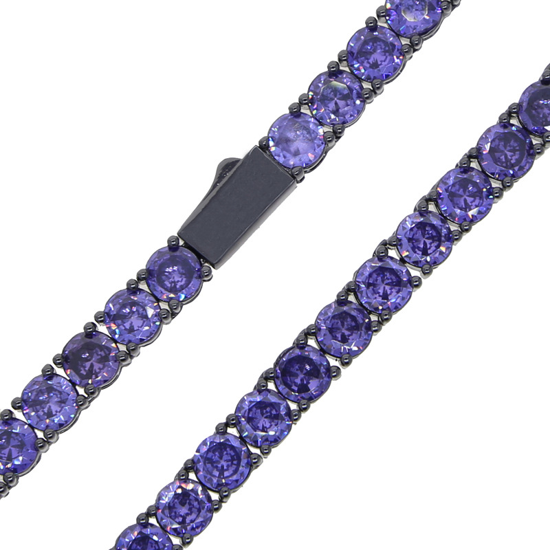 5mm Hip Hop Tennis Chains Jewelry Mens Black Purple Diamond Stone Chain Necklace Fashion Jewelry