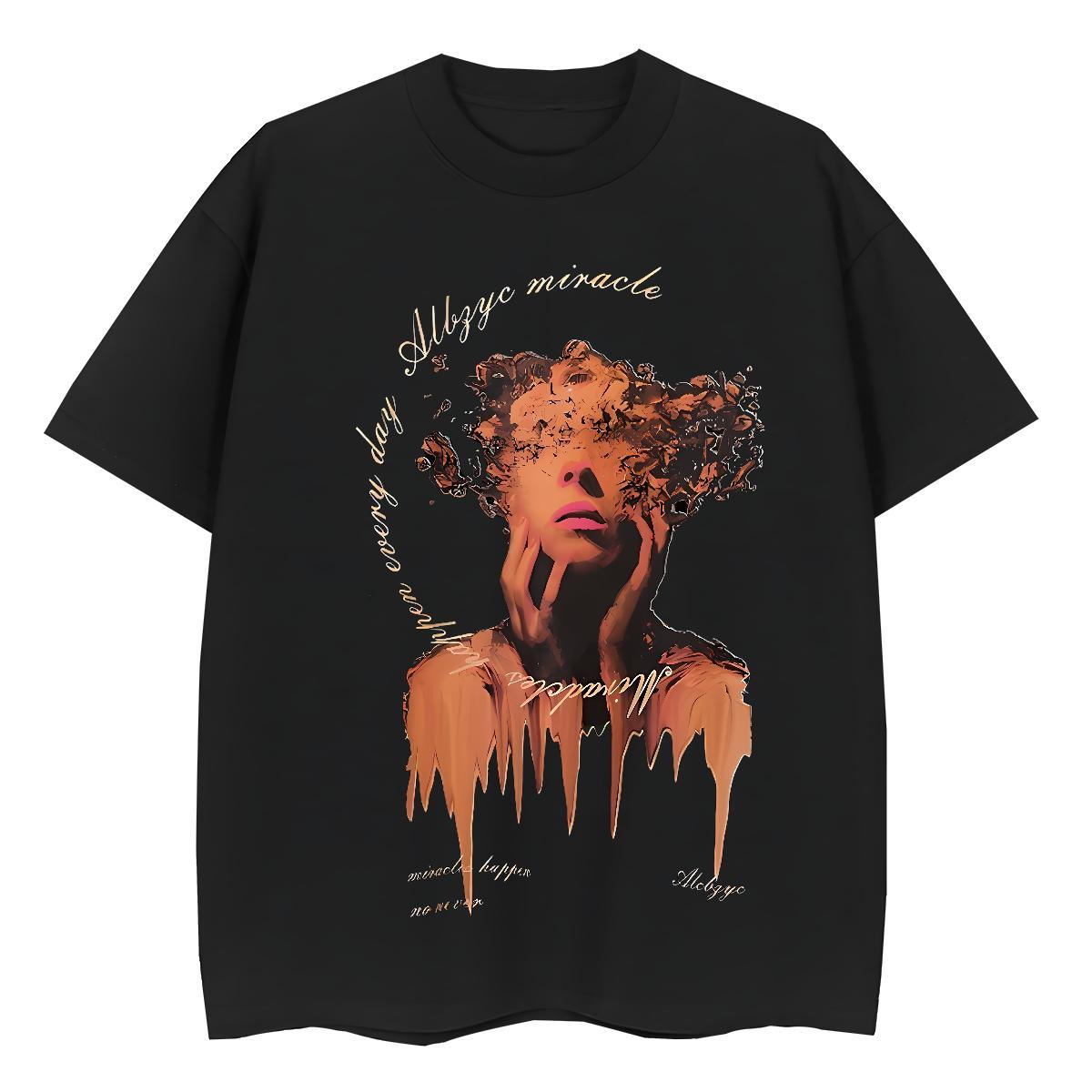 Unisex Tshirt for Man Woman 230g Cotton Terror Hip Hop Womens T Shirts Short Sleeve O-Neck DIY Anime Tops Tees