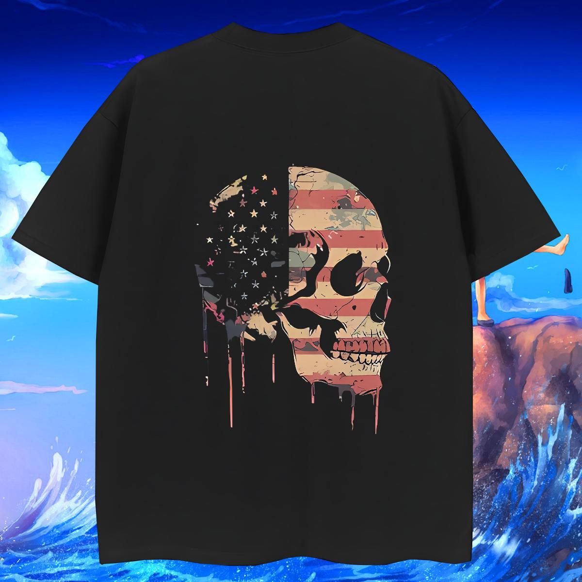 Comfortable Man T Shirts 230g Cotton skull Outdoor Plus Size Custom Breathable Men Clothes T-Shirt Stylist Polos