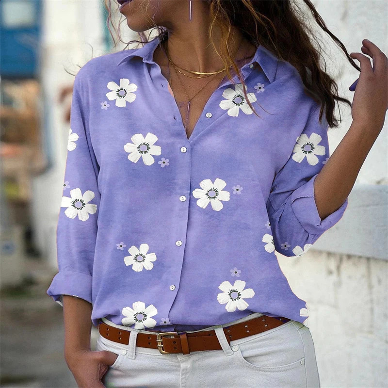 explosive ladies shirt fashion womens Hawaiian shirt long -sleeved outdoor holiday beach clothing super large yard 6xl 240823