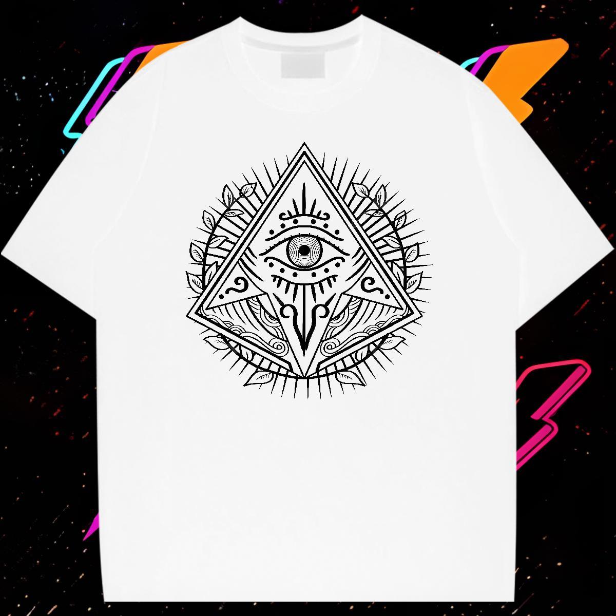 High Quality Men T Shirts 100% Cotton 230g eye of the devil Hip Hop Street Oversized 3XL 4XL Breathable Short Sleeve Couples T Shirts 2024 Summer Tshi