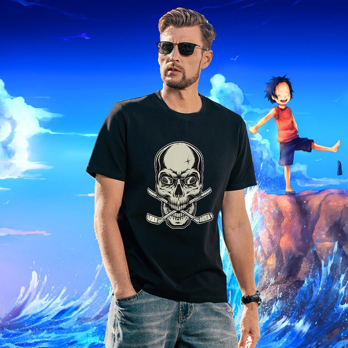 Loose Fit Mens T Shirts 100% Cotton 230g skull Daily Outfit Black White Breathable Short Sleeve Men Clothes T-Shirt 2024 Summer Tees Shirts