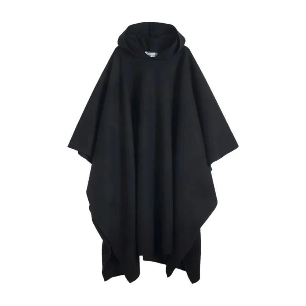 Men Japan Street Style Hooded Robe Cloak Trench Coat Outerwear Male Gothic Punk Fashion Show Pullover Long Jacket Overcoat 240822