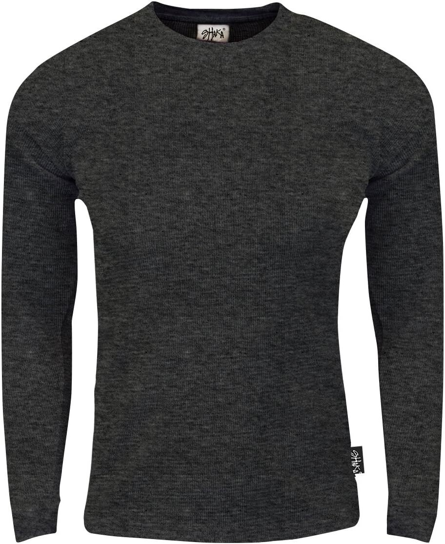 Long Sleeve Shirts for Men sweatshirt Mens Knitted Sweater Hoodie - Thick Waffle Warm T-shirt Long Sleeve Round Neck Knitted