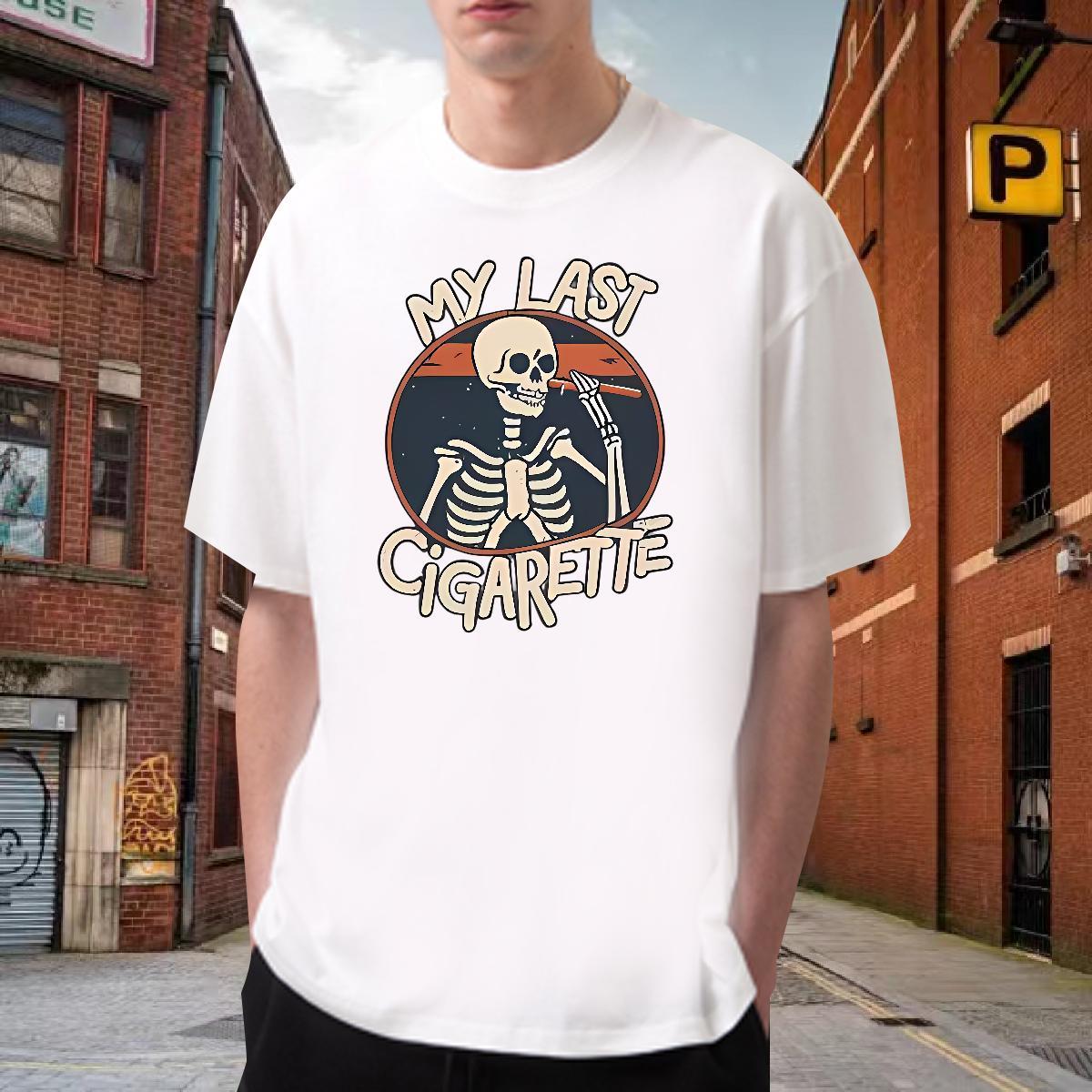 Cool Design T Shirts Men 230g 100% Cotton skull Anime Printing Street Cartoon Print O Neck Short Sleeves Mens Tshirts Fashion Design Polos