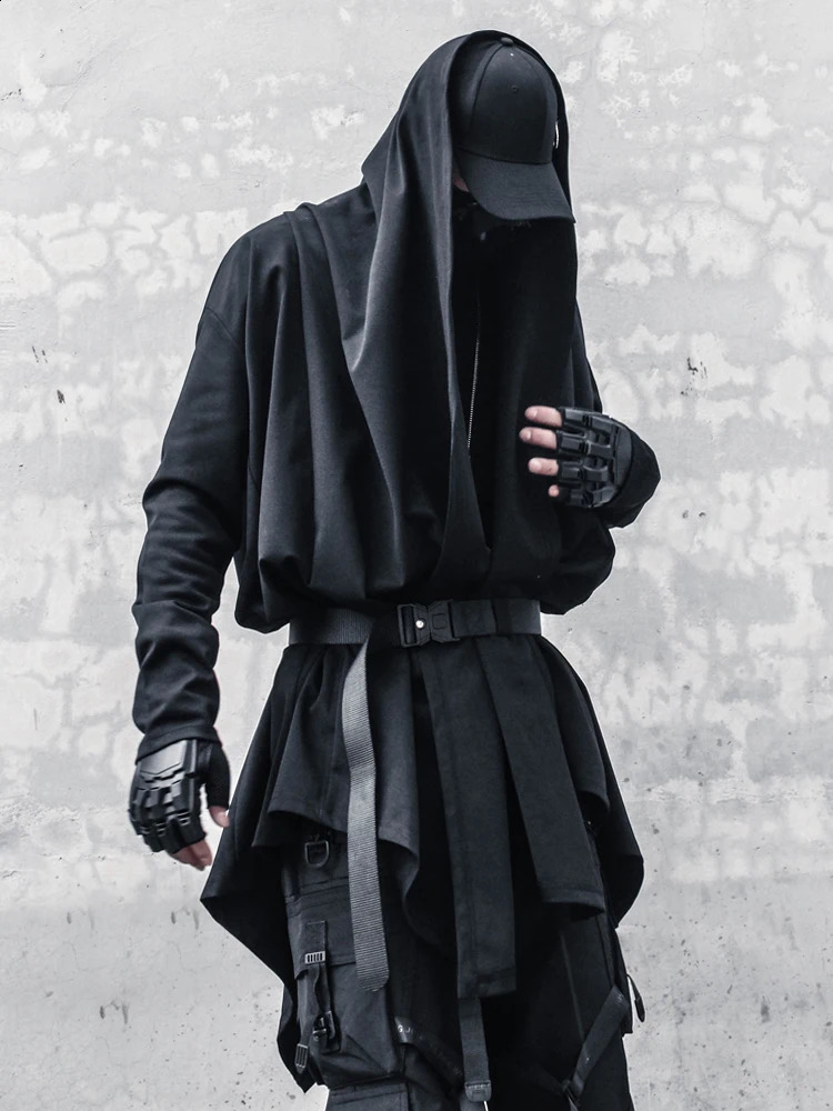 Irregular n Punk Hip Hop Trench Coat Techwear Long Jackets For Men Vintage Gothic Cloak Street Casual Cardigan 240822