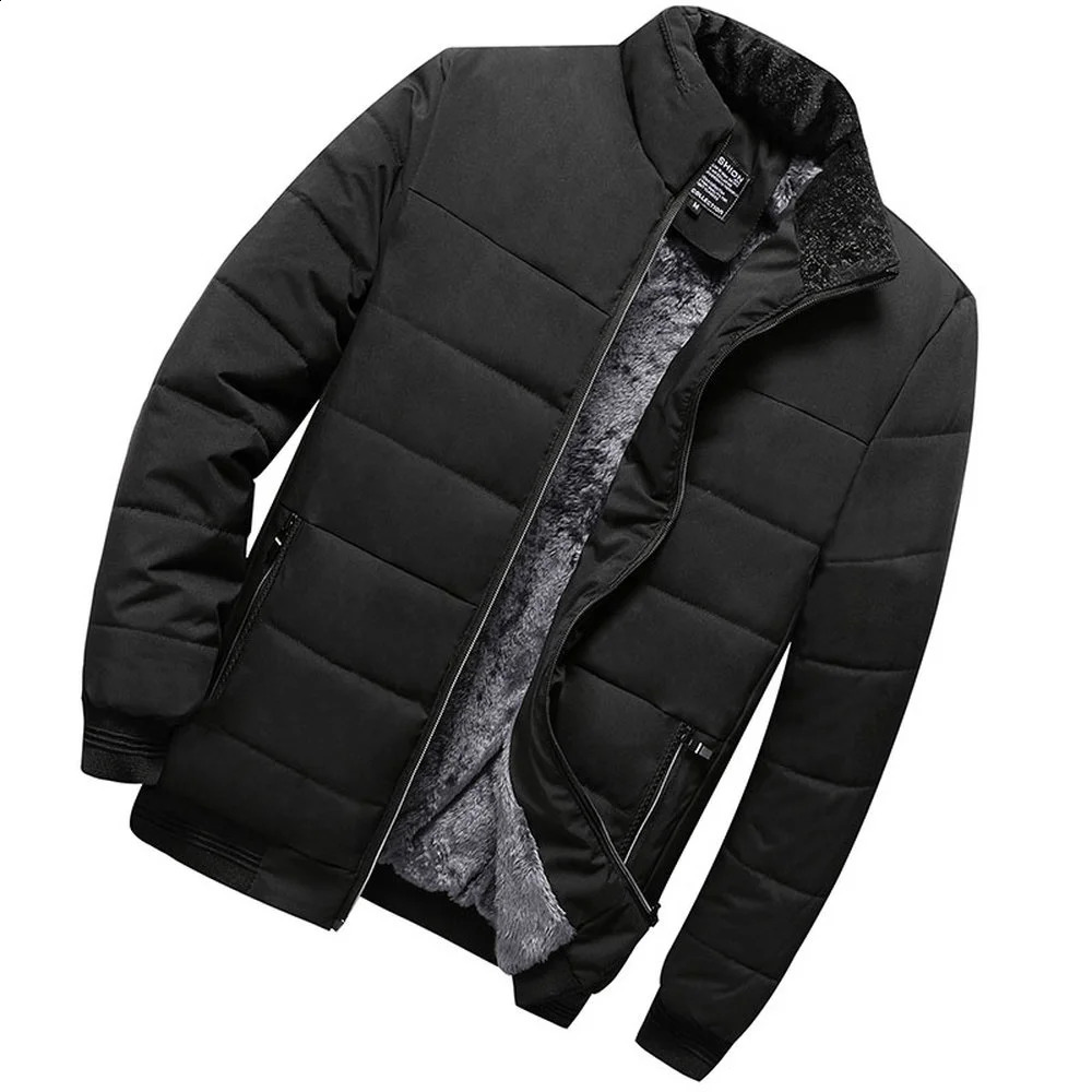Treesolo mens fashion clothing rack collar keeps warm jacket cotton padded cushioned autumn winter fur lined 240822