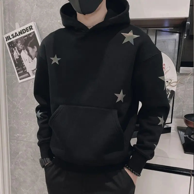 Hooded Hoodie Mens Korean Style Trend Spring and Autumn Clothes on Top Winter Outfit Handsome Thick Coat Top 240823