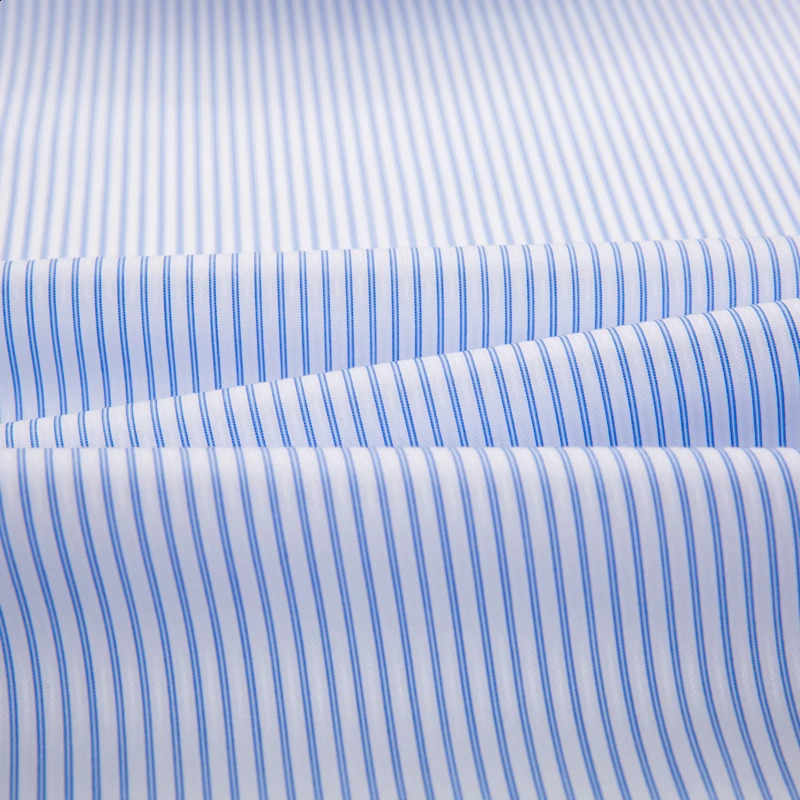 Mens Classic 100% Cotton Non Iron Shirts Single Patch Pocket Long Sleeve Standard-fit Formal Business Plaid Striped Dress Shirt 240822