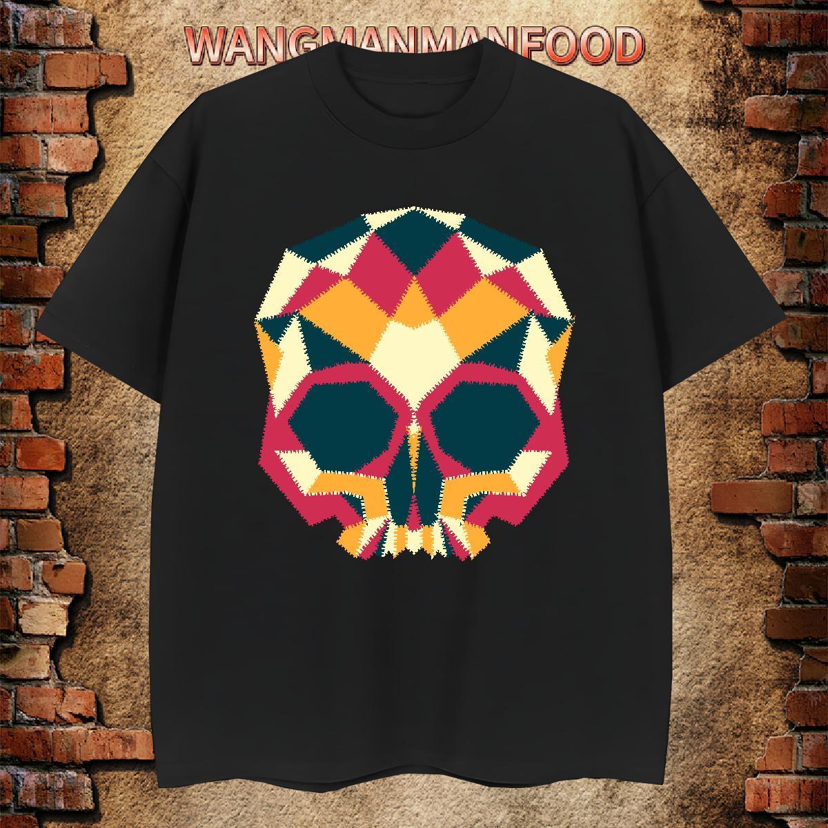 Loose T-Shirts 230g 100% Cotton skull Hip Hop Street Custom Print Oversized Crew Neck Tshirt for Man Woman 2024 Tshirts