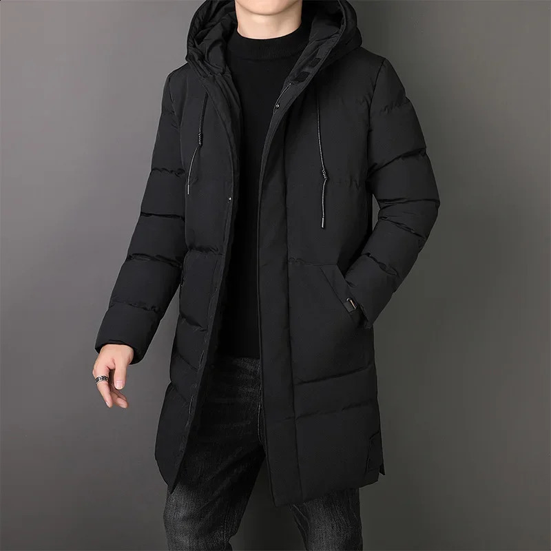 Mens long and thick coat Parkas winter windproof hooded casual fashionable jacket mens clothing of high quality 240822