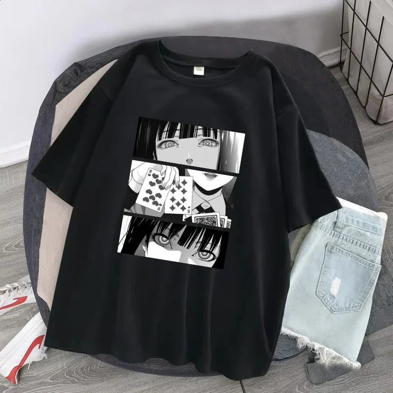 Anime womens Tshirt Kakegurui graphic short sleeved casual Harajuku street clothing oversized Y2K top 240822