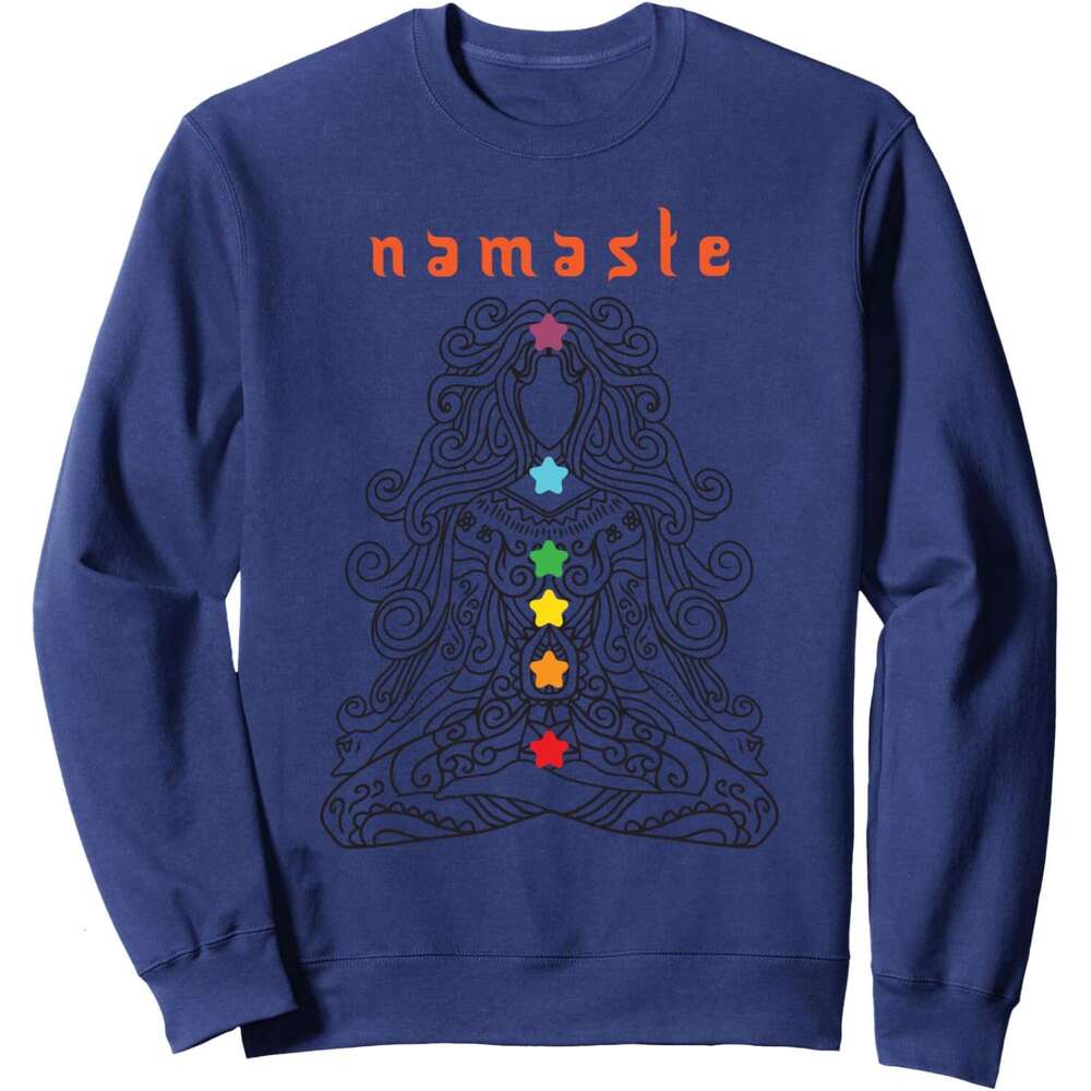 Long Sleeve Shirts for Men sweatshirt Namaste Design, Yoga Pose with Chakra Awesome Gift Sweatshirt T shirt Tee Streetwear Casual tops clothes